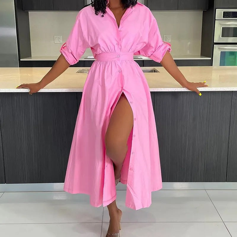 Elegantes Leichtes Kleid mit Schlitz für dich zum Tragen