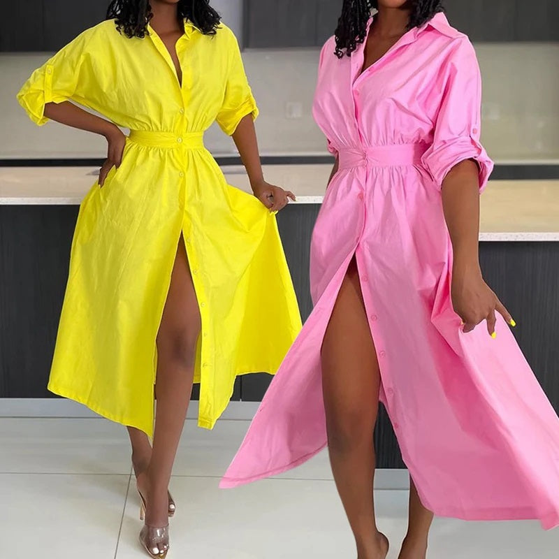 Elegantes Leichtes Kleid mit Schlitz für dich zum Tragen