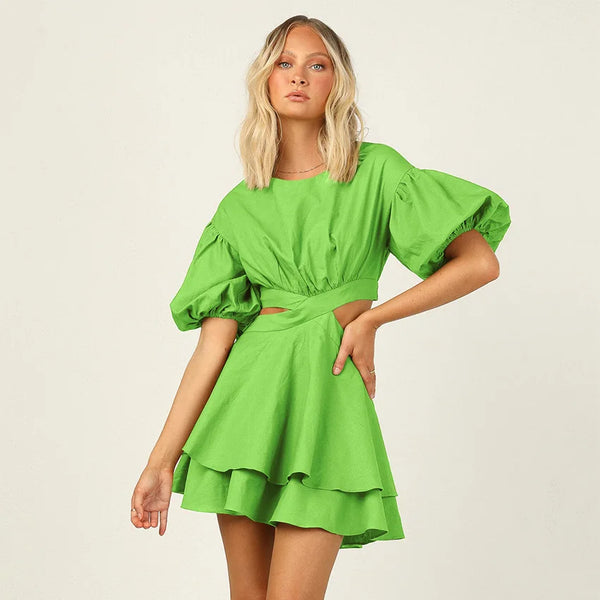 Minikleid mit Rüschen und Puffärmeln für Mädchen