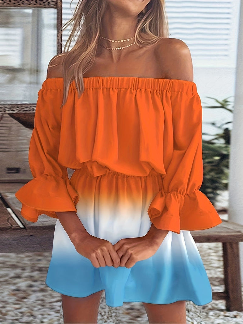 Schönes Emma -Ein Schulter Farbverlauf Taillenreduzierendes Kleid