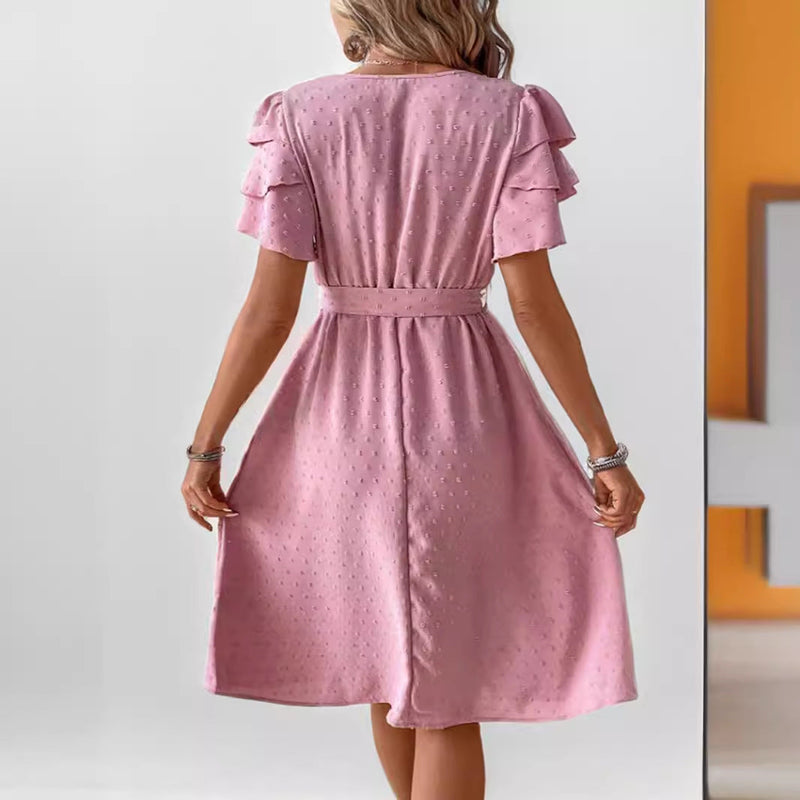 Elegantes Jacquard Chiffon Kurzkleid
