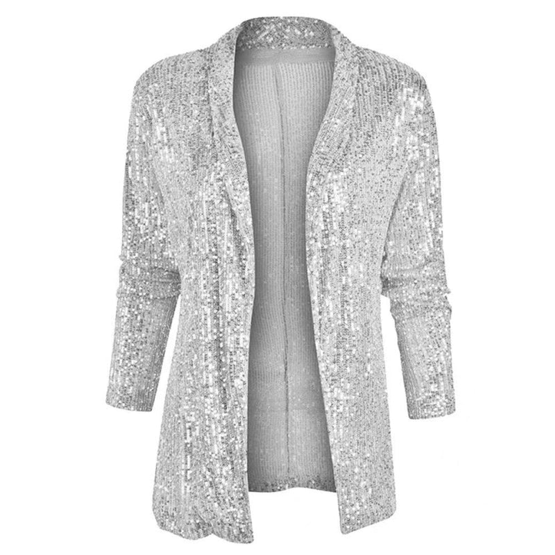 Glänzender Party Blazer Mantel Mit Pailletten Jacket