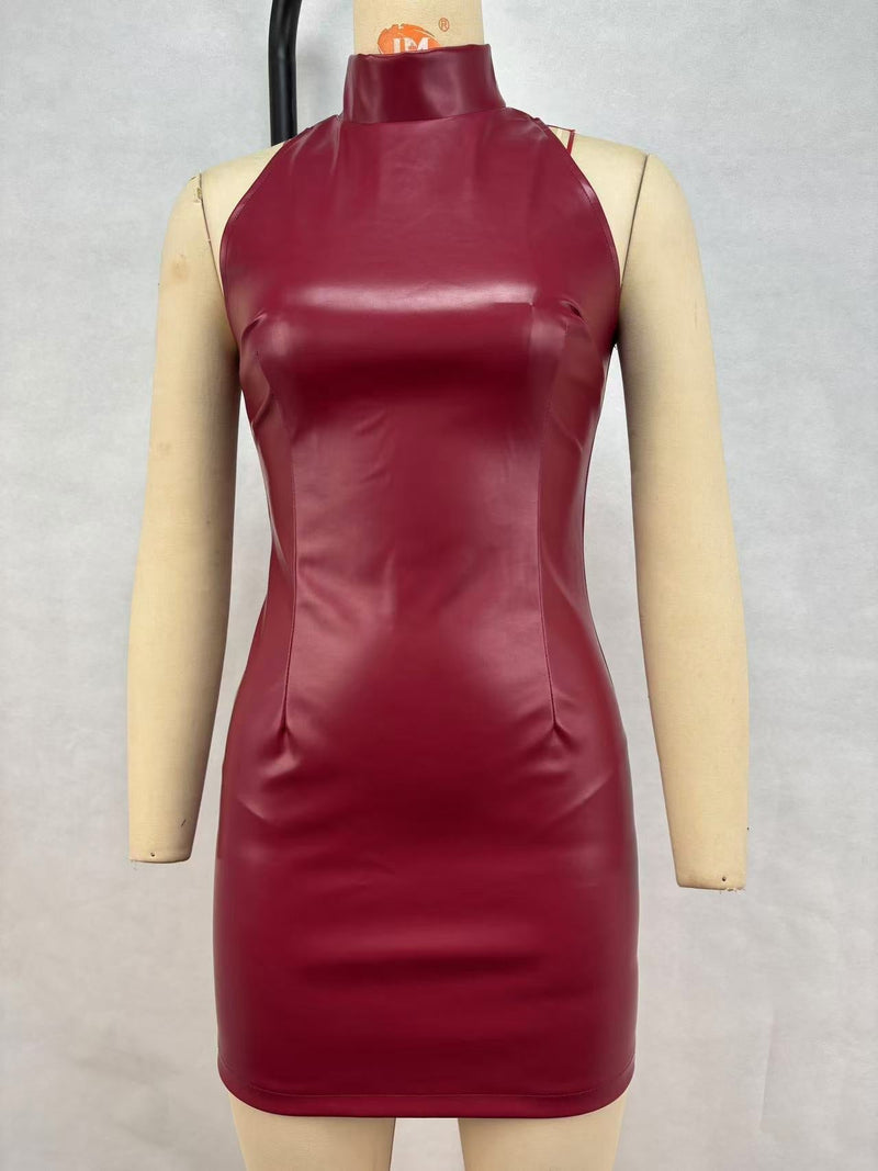 Elegantes Emma -Slim Fit Leder Minirock Kleid für Frauen