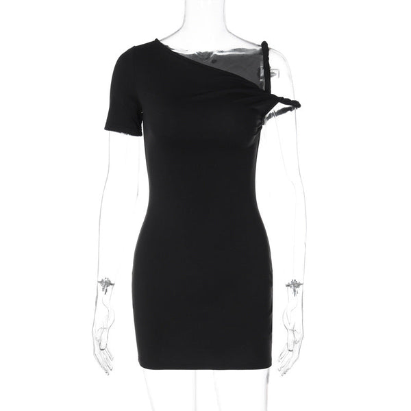 Elegantes Emma -Einärmliges Slim Fit Hüftumspielendes Minikleid