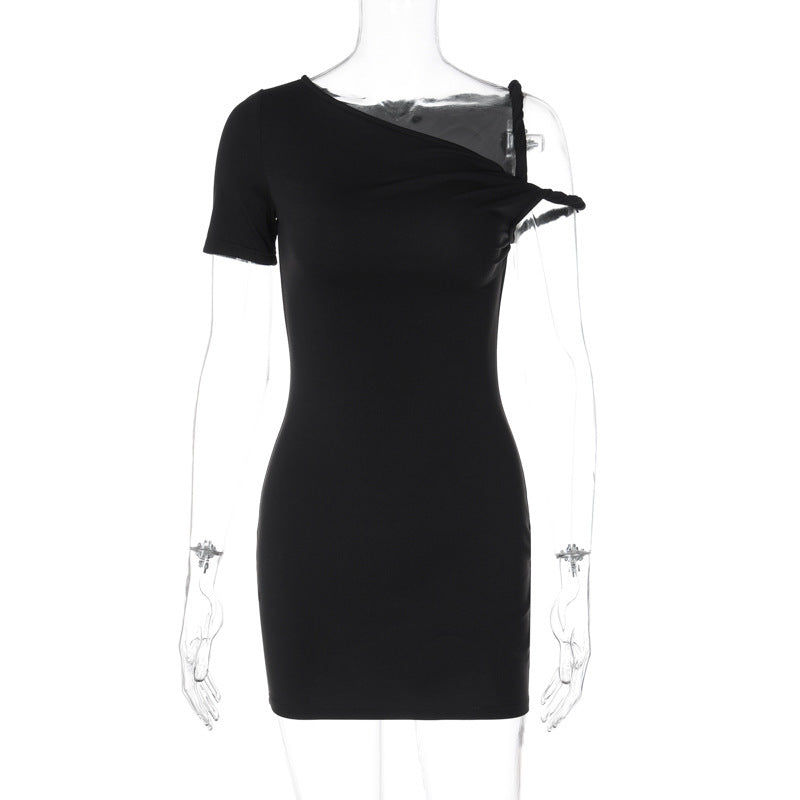 Elegantes Emma -Einärmliges Slim Fit Hüftumspielendes Minikleid