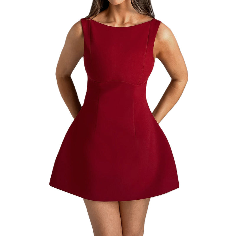 Eleganter Emma Slim Fit Ärmelloser A-Linien Minirock