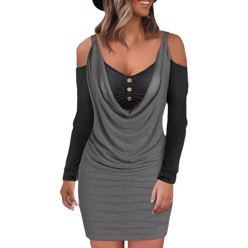 Elegantes Emma -Farbblock Off-Shoulder Bodycon Kleid für Damen