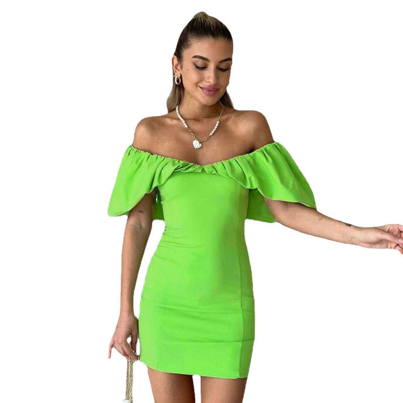 Elegantes Emma Gerafftes Off-The-Shoulder Bodycon Kleid