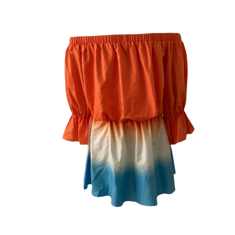 Schönes Emma -Ein Schulter Farbverlauf Taillenreduzierendes Kleid