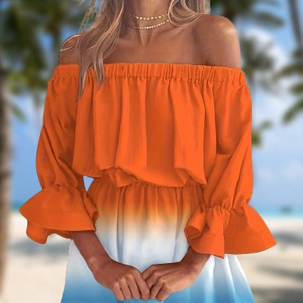 Schönes Emma -Ein Schulter Farbverlauf Taillenreduzierendes Kleid