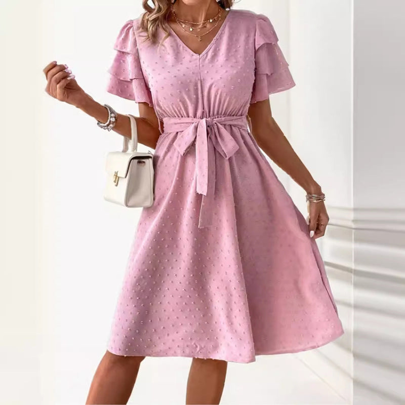 Elegantes Jacquard Chiffon Kurzkleid