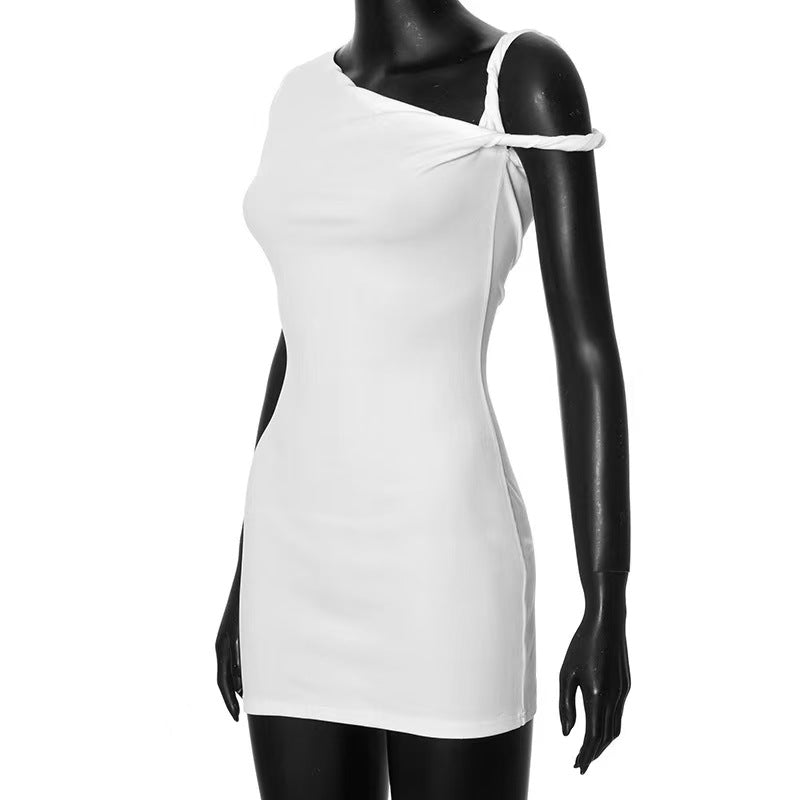 Elegantes Emma -Einärmliges Slim Fit Hüftumspielendes Minikleid