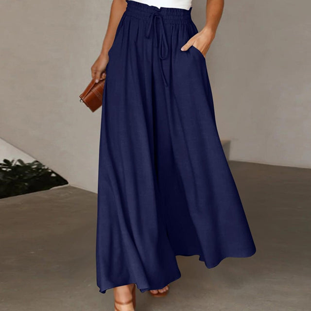 Melina  - Leichte Damen-Leinenhose mit weitem Bein für Frühling und Sommer