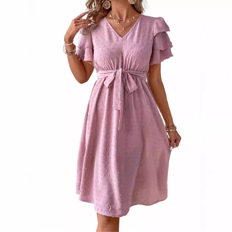 Elegantes Jacquard Chiffon Kurzkleid
