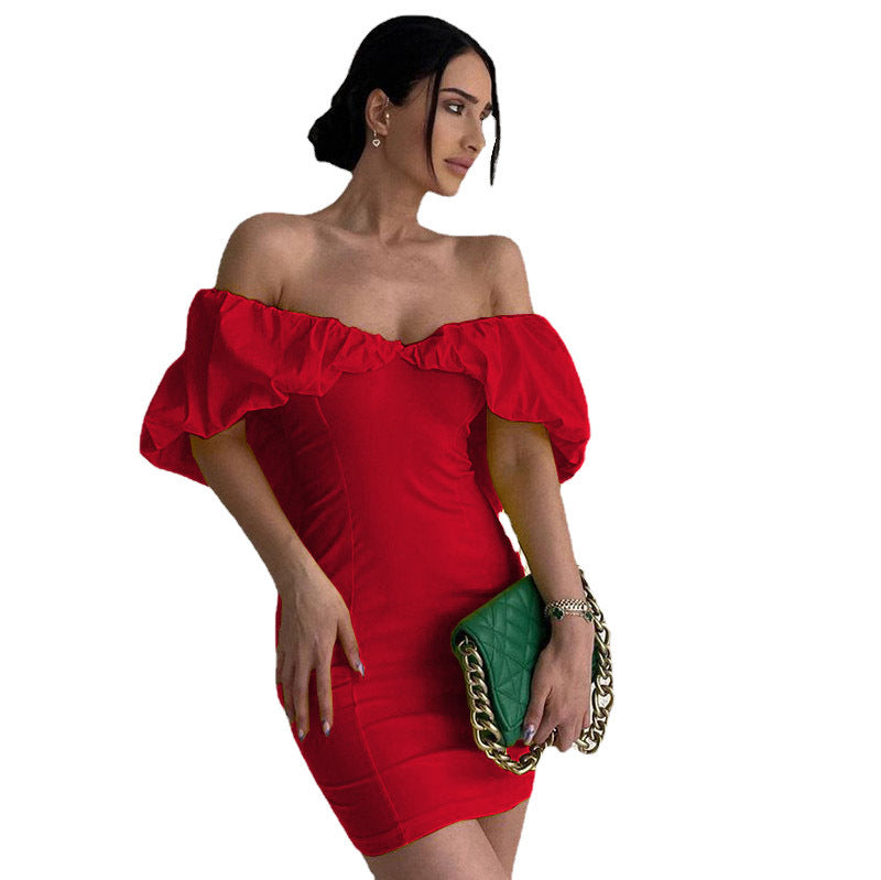Elegantes Emma Gerafftes Off-The-Shoulder Bodycon Kleid