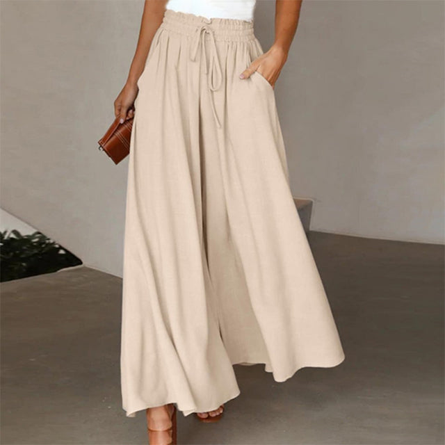 Melina  - Leichte Damen-Leinenhose mit weitem Bein für Frühling und Sommer