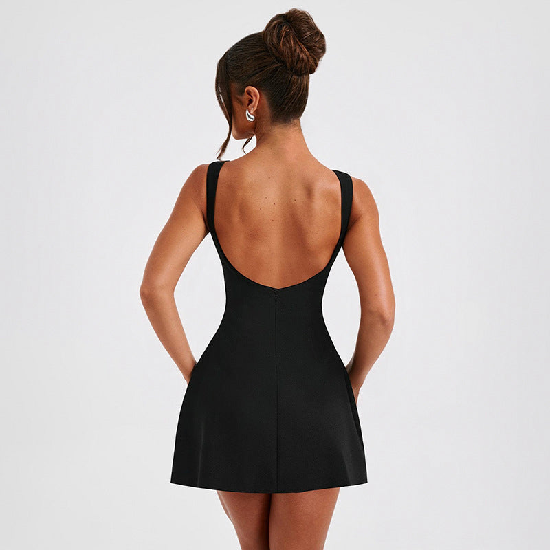 Eleganter Emma Slim Fit Ärmelloser A-Linien Minirock