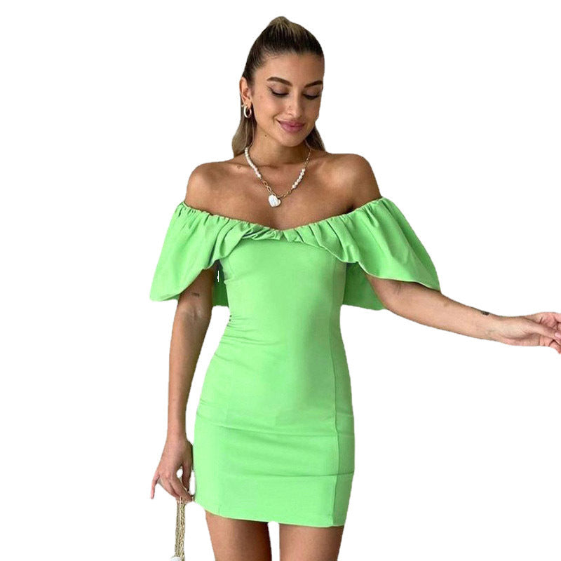 Elegantes Emma Gerafftes Off-The-Shoulder Bodycon Kleid