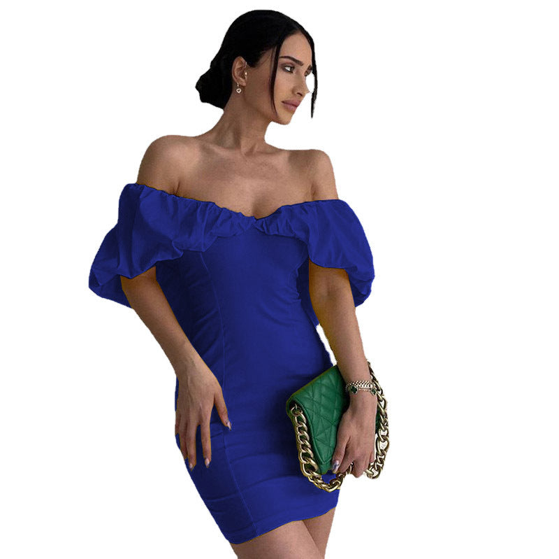 Elegantes Emma Gerafftes Off-The-Shoulder Bodycon Kleid