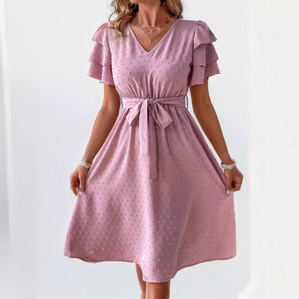Elegantes Jacquard Chiffon Kurzkleid