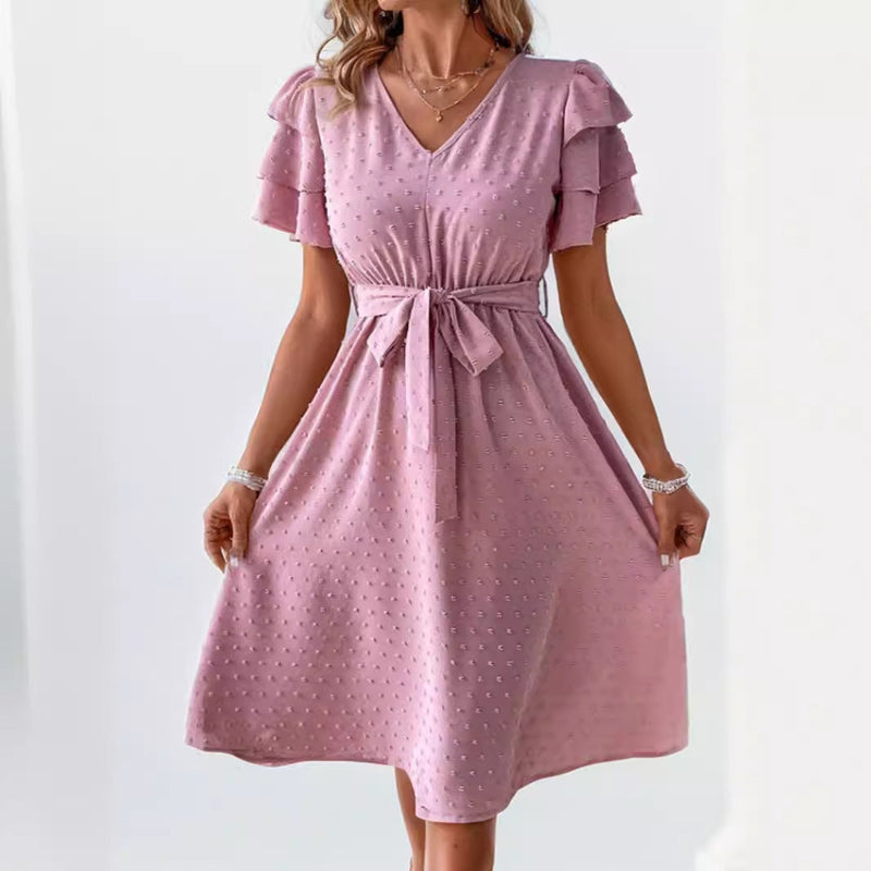 Elegantes Jacquard Chiffon Kurzkleid