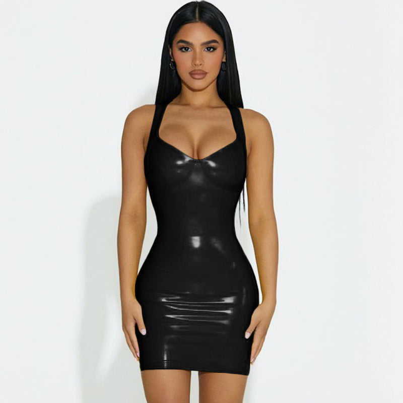 Elegantes gefälteltes Bodycon Trägerkleid für Damen