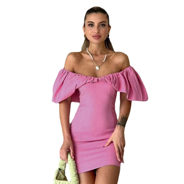 Elegantes Emma Gerafftes Off-The-Shoulder Bodycon Kleid