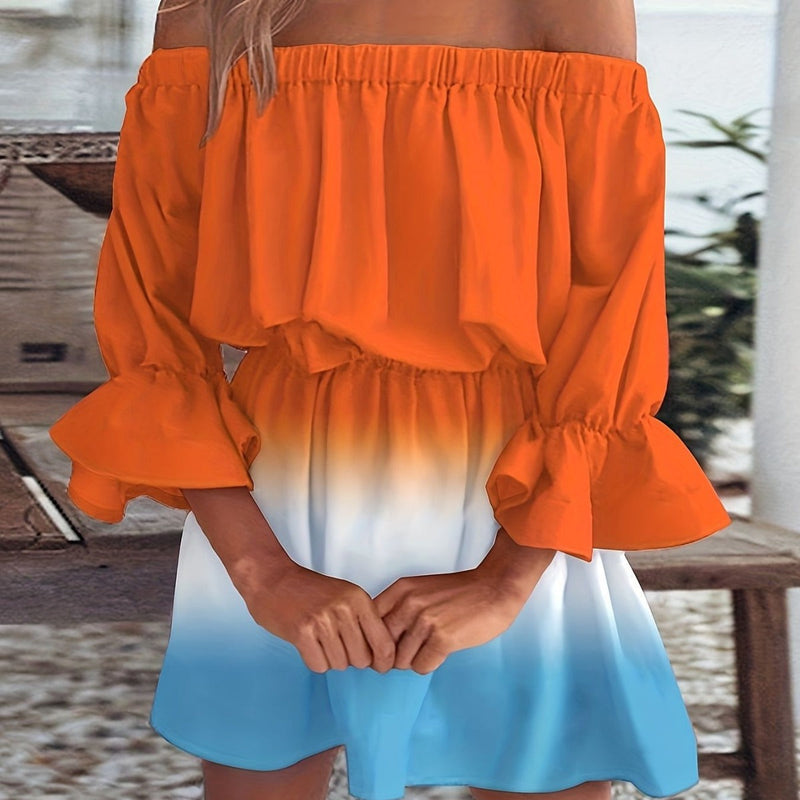 Schönes Emma -Ein Schulter Farbverlauf Taillenreduzierendes Kleid