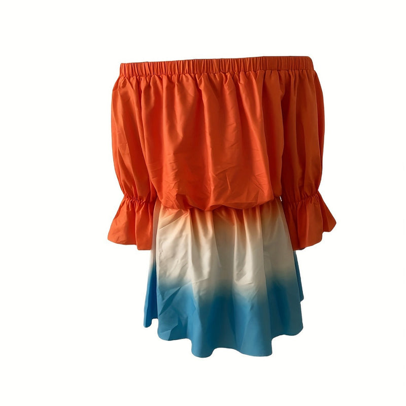 Schönes Emma -Ein Schulter Farbverlauf Taillenreduzierendes Kleid