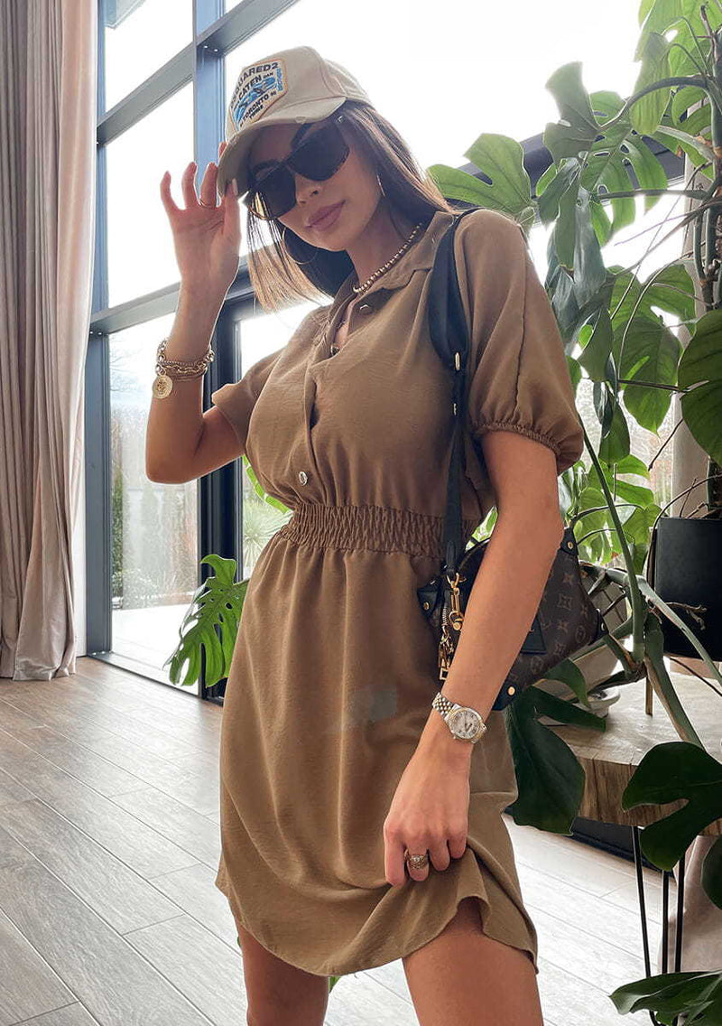 Warmes Material Taillenbetontes Kleid für dich im Alltag