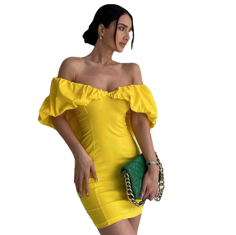 Elegantes Emma Gerafftes Off-The-Shoulder Bodycon Kleid