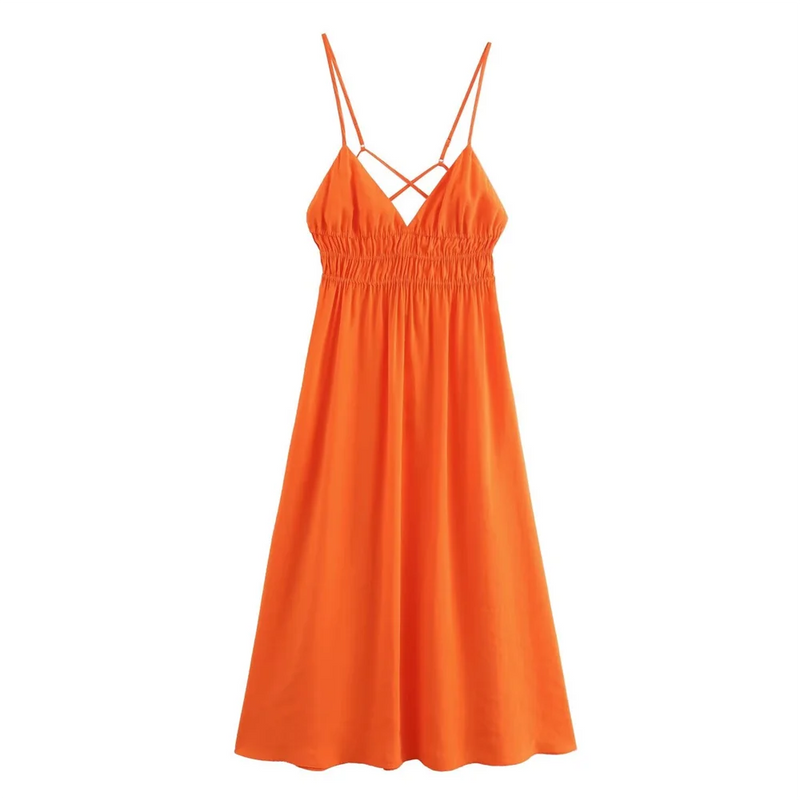 Bequemes Kleid für den Strand mit offenem Rücken