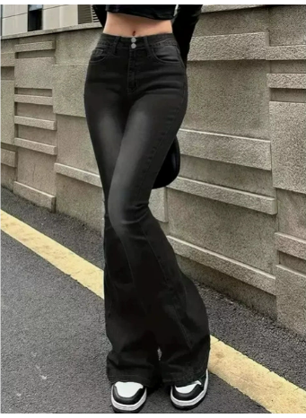 Elegante Weiche Warm Taillierte Ausgestellte Schöne Jeans