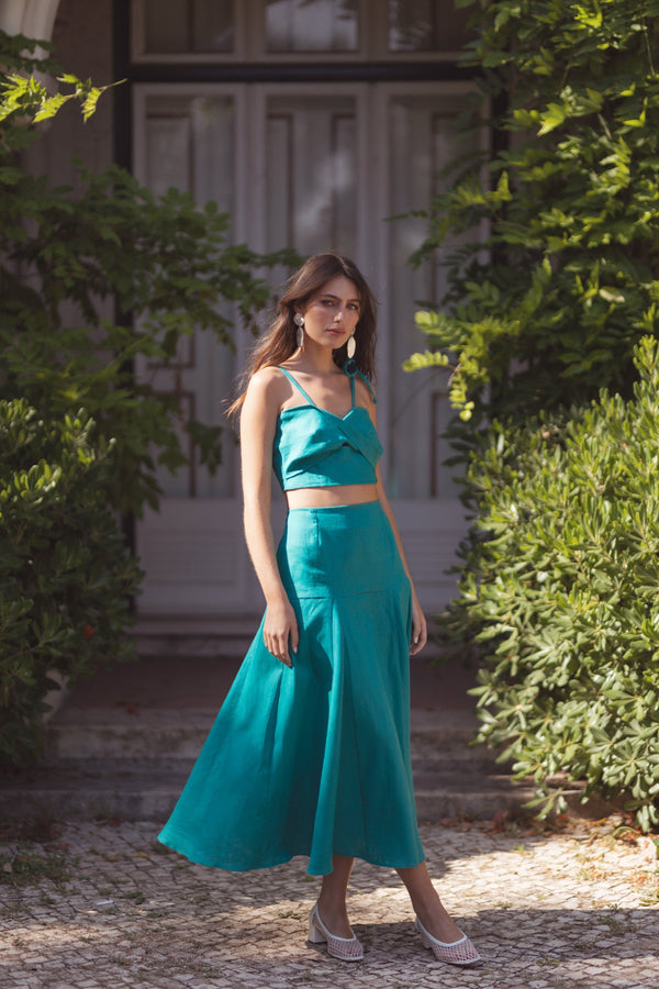 Emilia - Eleganter Boho-Rock für Damen in Türkis