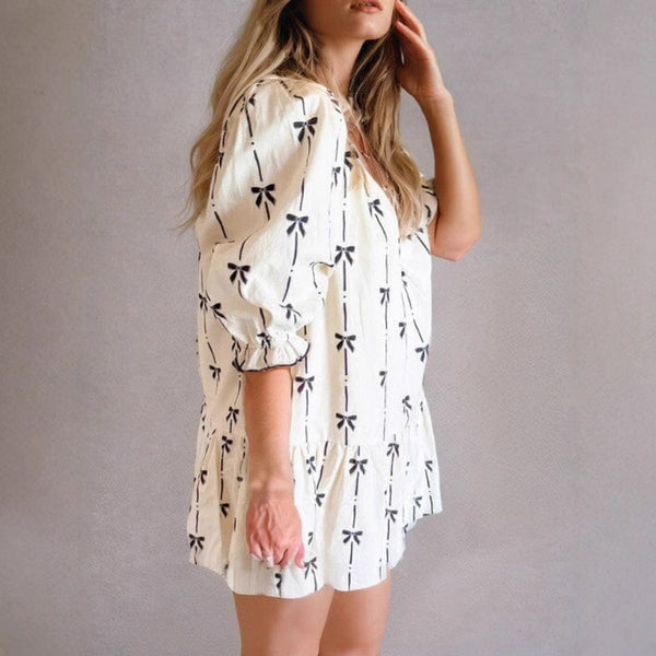 Rüschärmeliges Süßes Gedrucktes Kleid für Mädchen