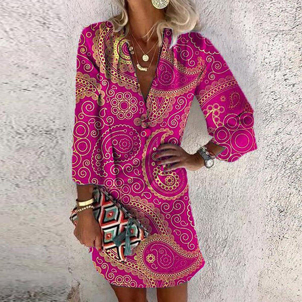 Elegantes Gemustertes Kleid für Damen für dich Sommerkleid