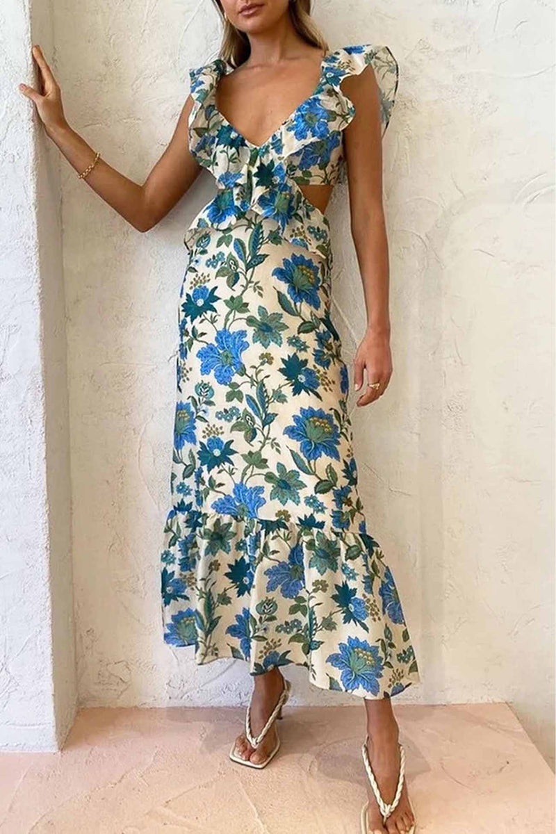 Bequemes Blumiges Rüschenkleid Für Frauen für dich