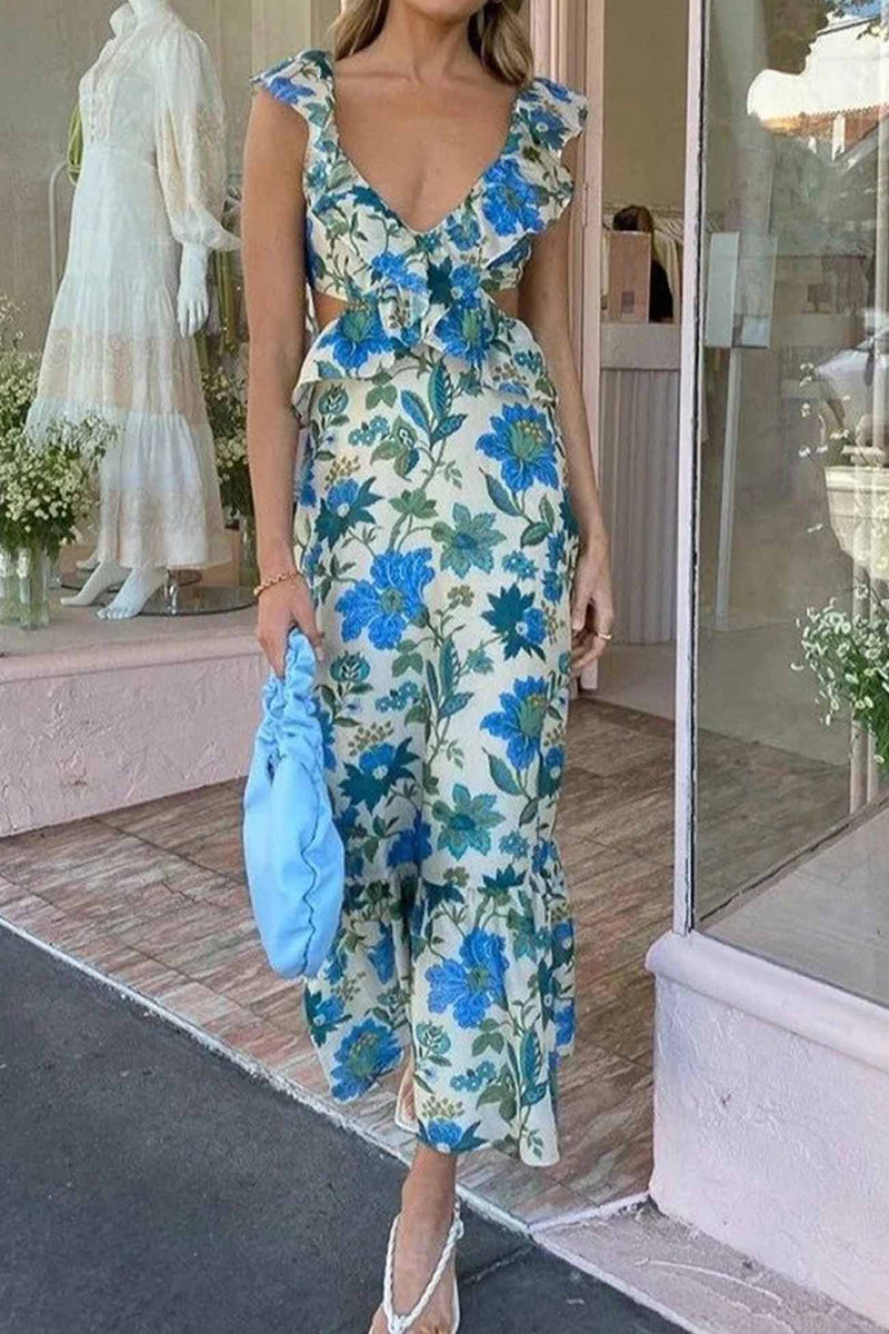 Bequemes Blumiges Rüschenkleid Für Frauen für dich