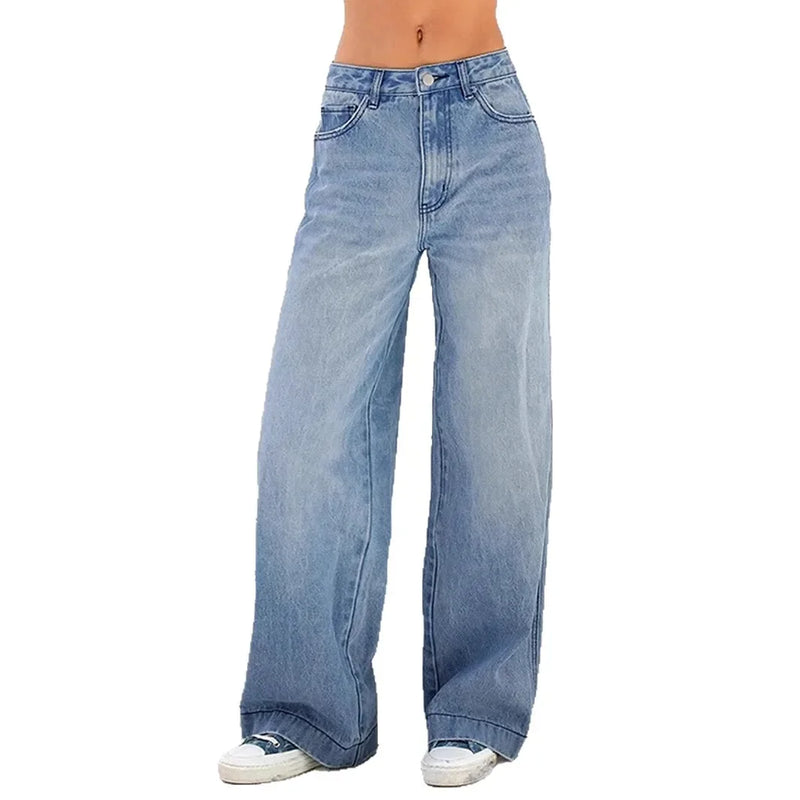 Bequeme Weite Baggy Stilvolle Hohem Bund Moderner Jeans