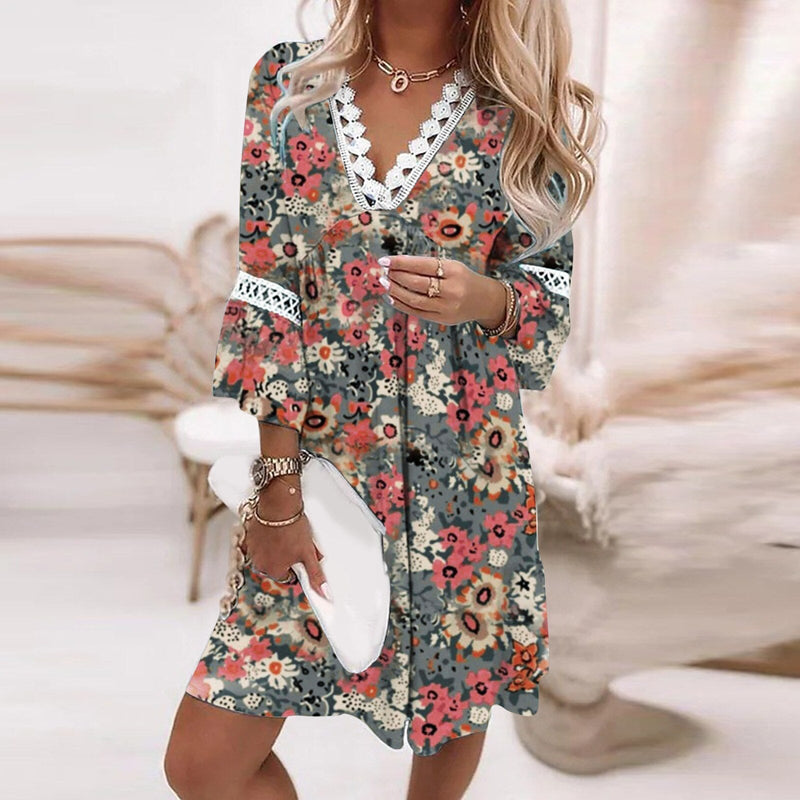 Warmes Blumenkleid für Damen für dich im schönen Stil