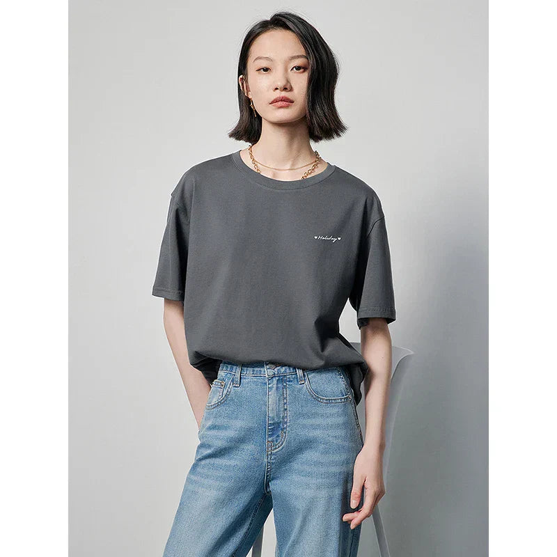 Warmes Schwarz T-Shirt Kleid mit 'was?' Druck für dich