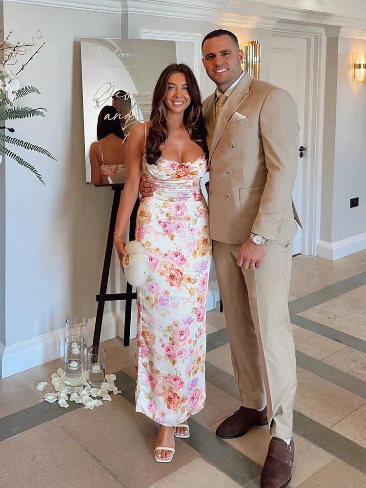 Elegantes Kleid mit Blumenmuster für den Sommer Damenkleid