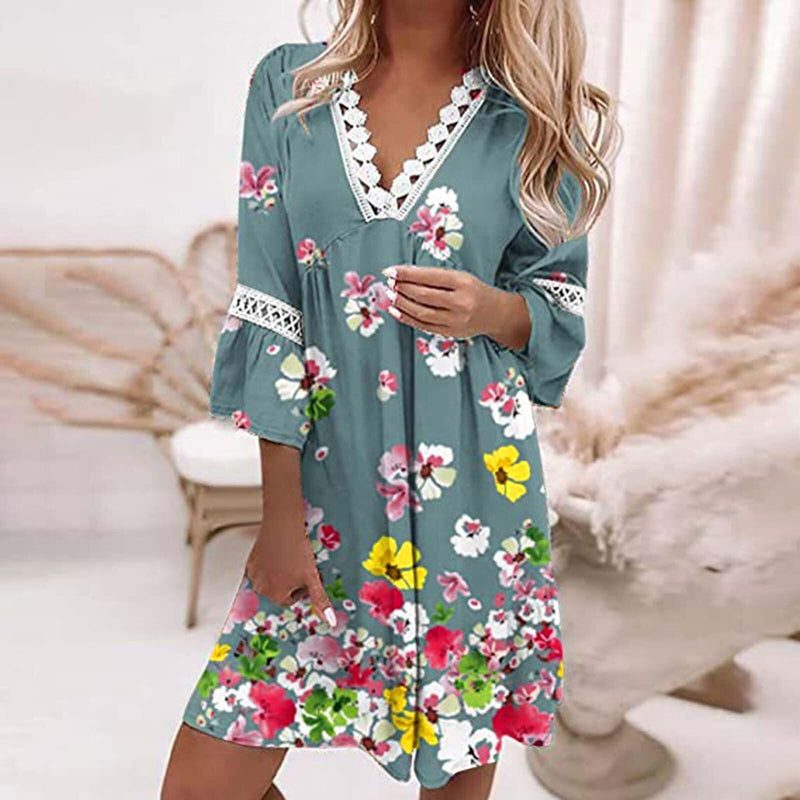 Warmes Blumenkleid für Damen für dich im schönen Stil