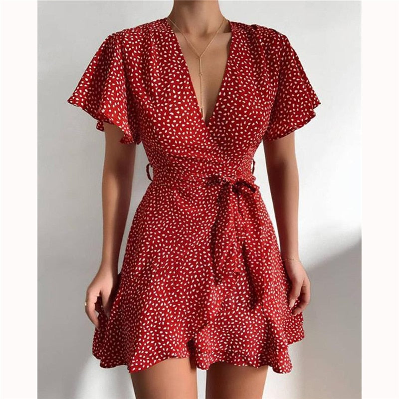 Weiches Kleid mit Rüschen und V-Ausschnitt für dich