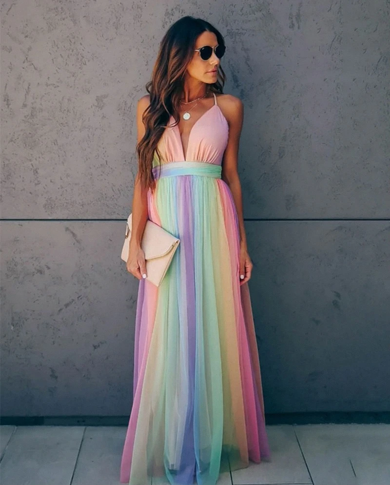 Buntes und Leichtes Regenbogenkleid für jeden Anlass