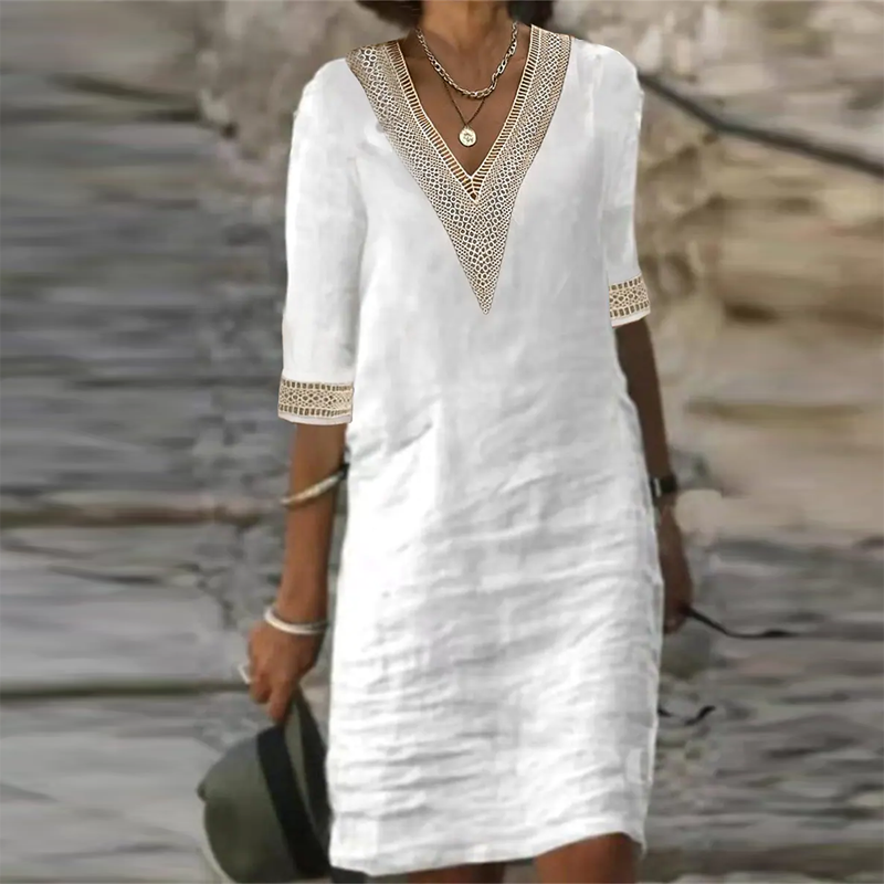 Warmes und Stilvolles Leinen Sommerkleid für Frauen