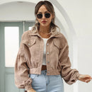 Bequeme Weiche Warme Kurze Cord Jacke Damenbekleidung Jacket