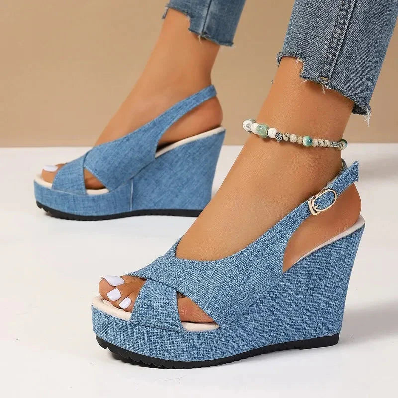 Bequeme Leichte Denim Keilsandaletten für dich zum Tragen