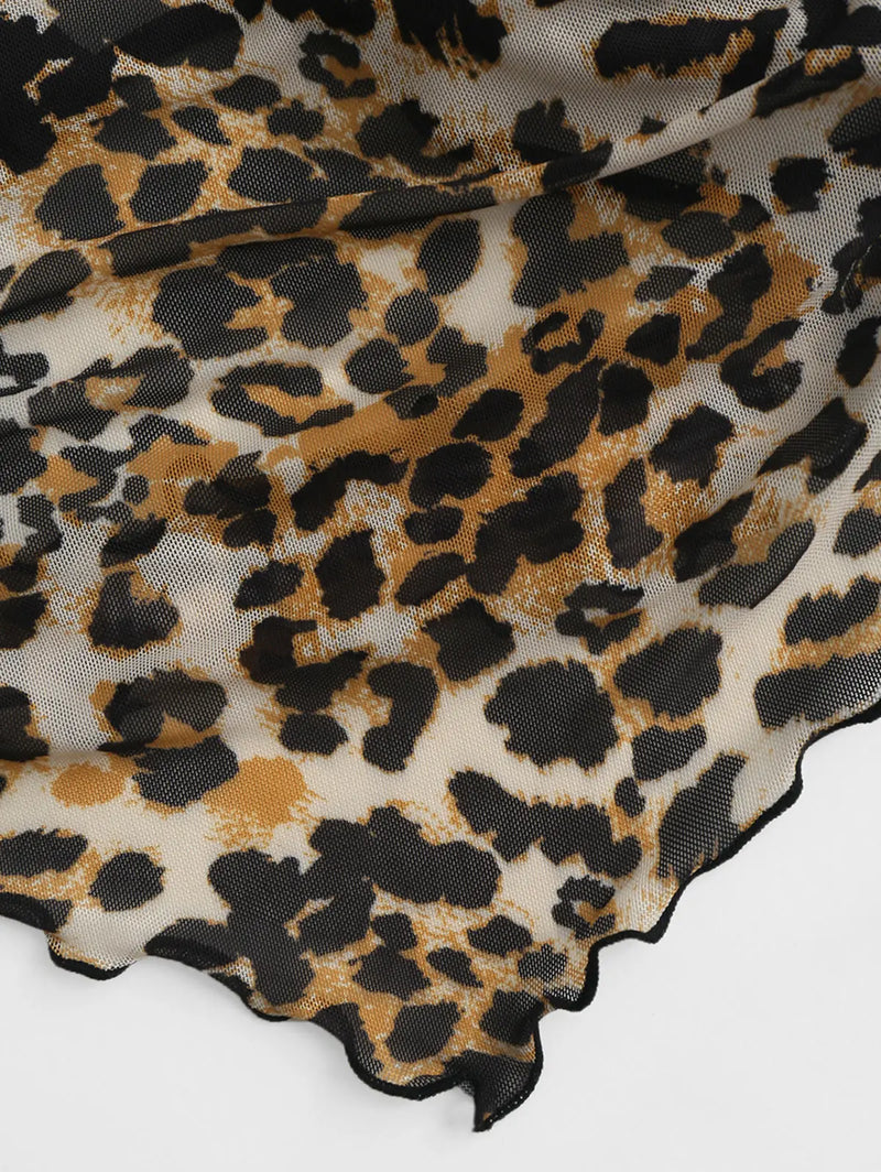 Bequemes Leopard Mesh Overlay Kleid für den Sommer