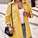 Bequeme Warme Gelbe Schöne Damen Leichte Cord Jacke